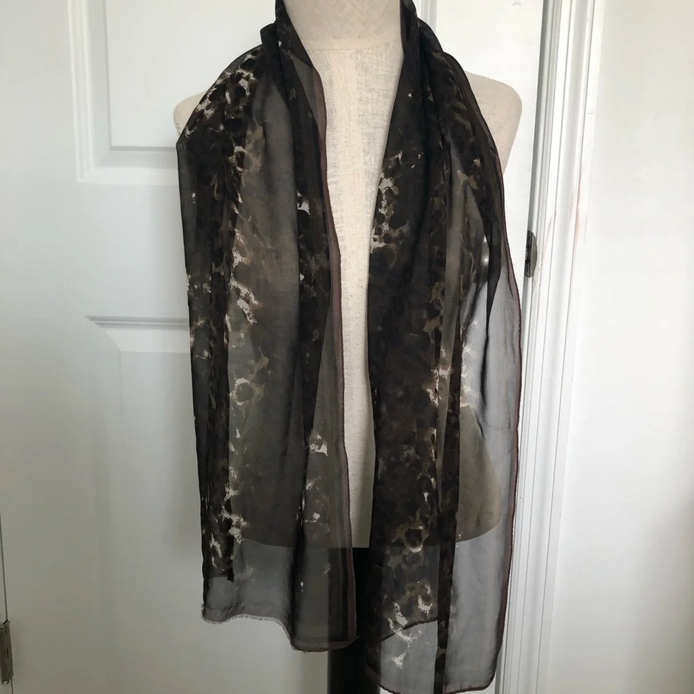 Vintage Silk Brown Animal Print Silk Scarf